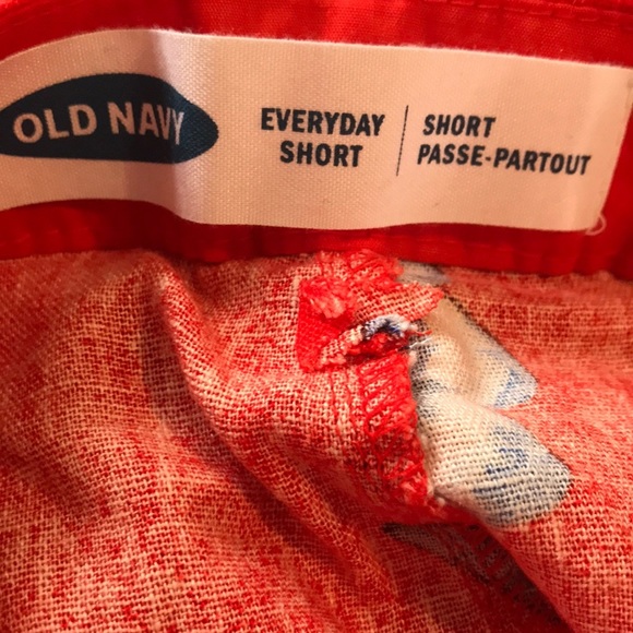 Nwt Old Navy everyday Shorts Orange Red Tropical Floral Linen Blend size 12 - Picture 10 of 11